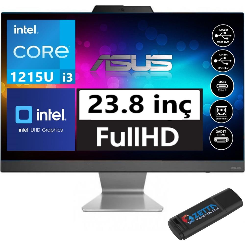 Asus%20A3402WBAK-I38512B0D%20i3-1215U%208GB%20512GB%20SSD%2023.8’’%20FullHD%20FreeDos%20Siyah%20All%20in%20One%20Bilgisayar