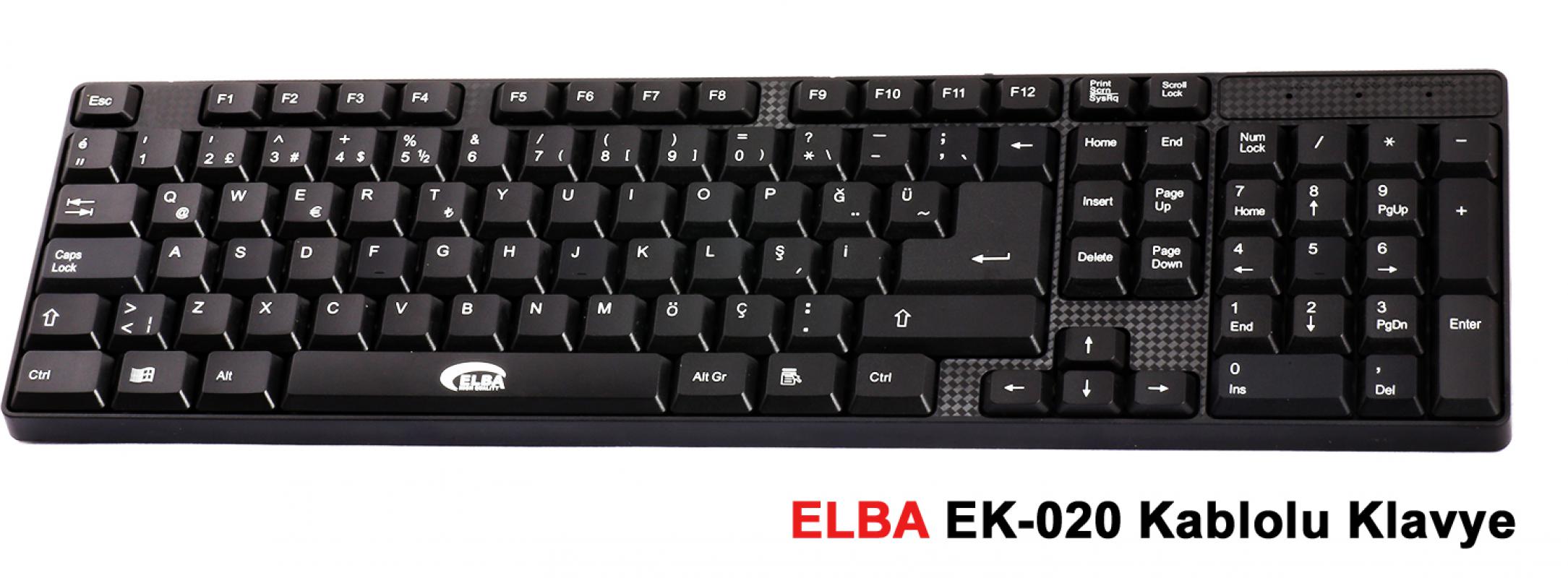 Elba%20EK-020%20Q%20Usb%20Siyah%20Türkçe%20Kablolu%20Standart%20Klavye