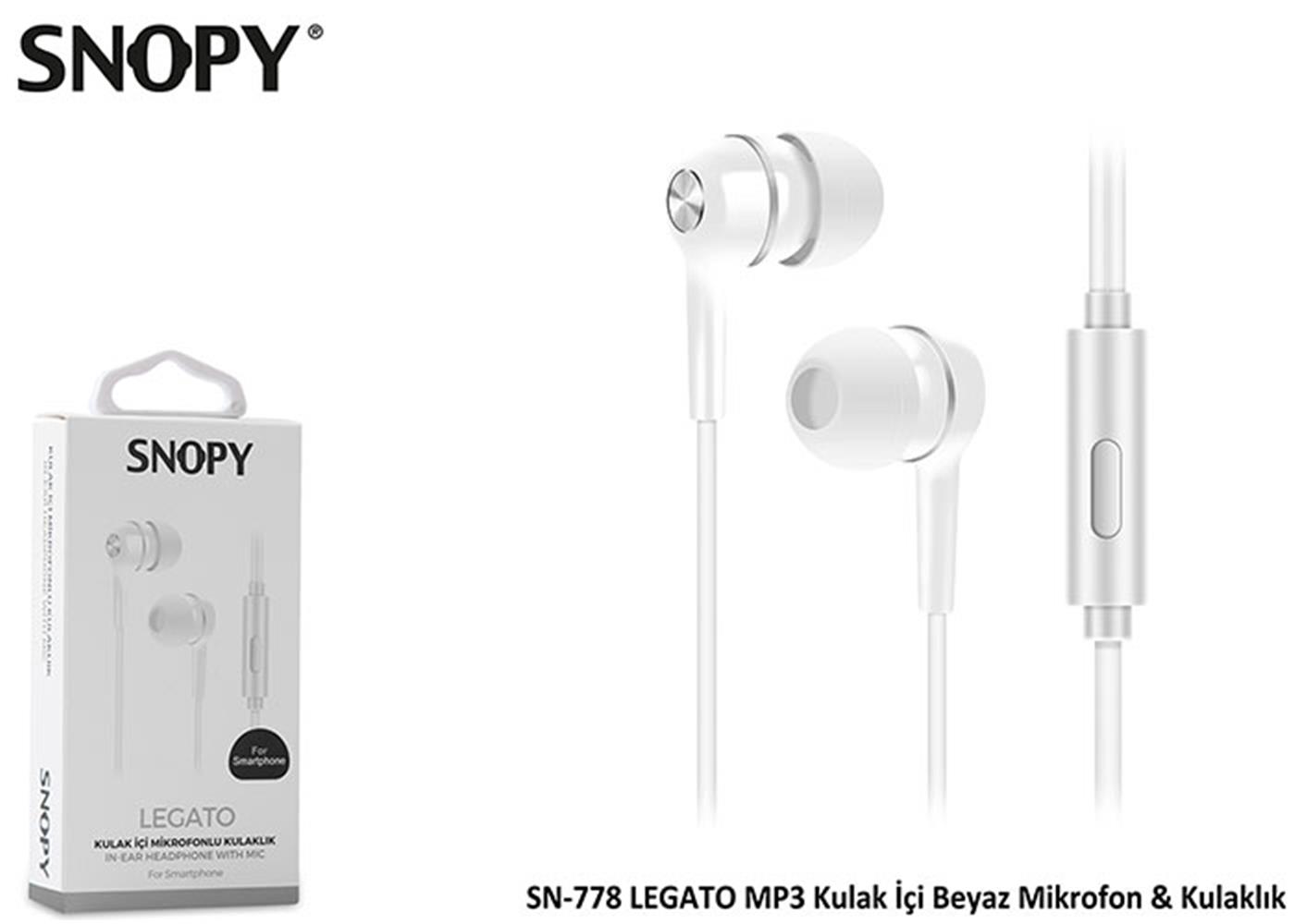 Snopy%20SN-778%20Legato%20Beyaz%20Mp3%20Kulak%20İçi%20Kulaklık