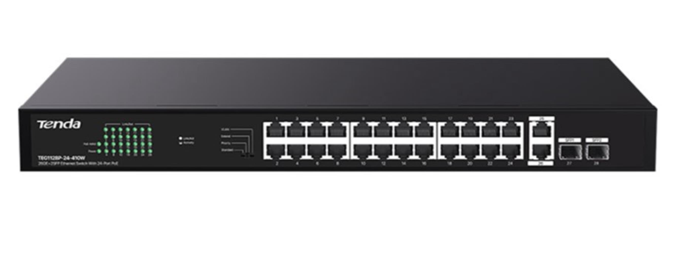 Tenda%20TEG1128P-24-410W%2024%20Port%20Poe+%2010-100-1000%202%20Port%20SFP%202%20Port%20Uplink%20Switch%20Çelik%20Kasa