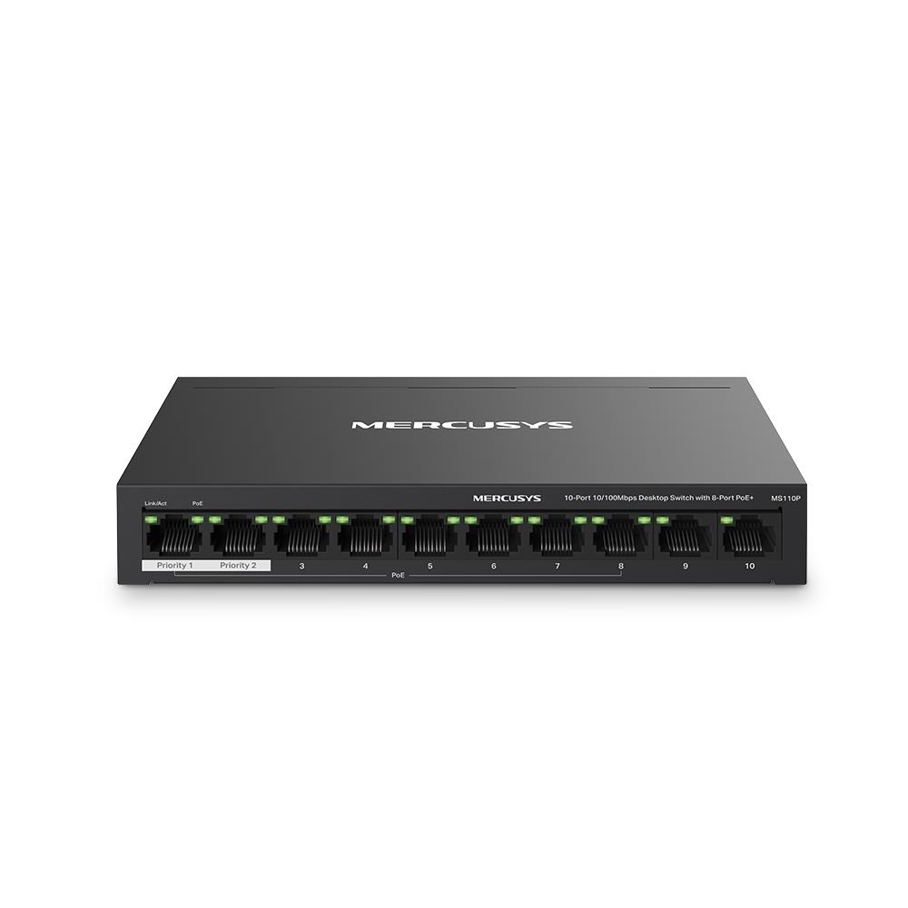 Tp-Link%20Mercusys%20MS110P%208%20Port%2010-100%20Mbps%20Poe+%202%20Port%2010-100%20Switch%20Metal%20Kasa