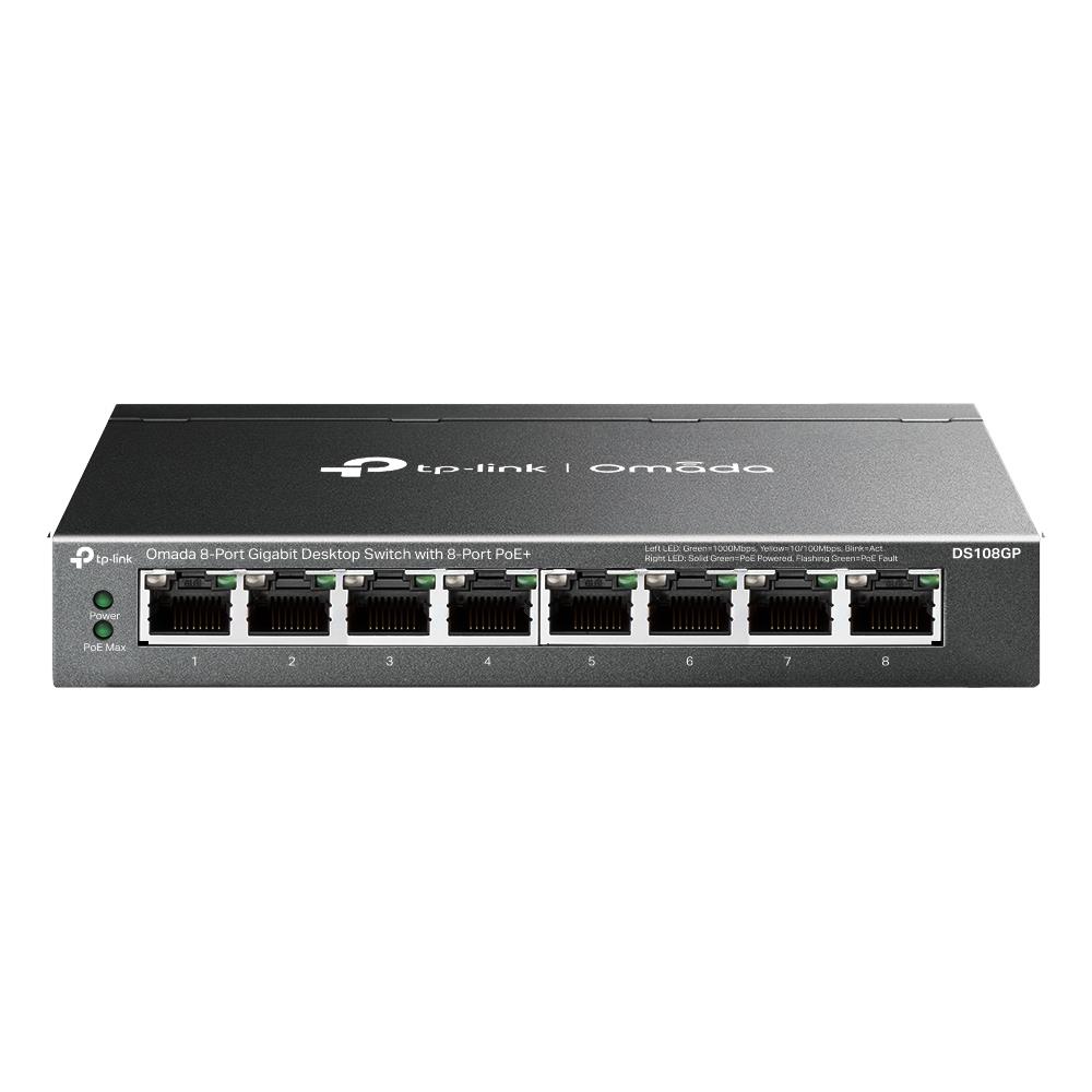 Omada%20Tp-Link%20DS108GP%208%20Port%2010-100-1000%20Poe+%20Switch%20Çelik%20Kasa%20Rack%20Mount