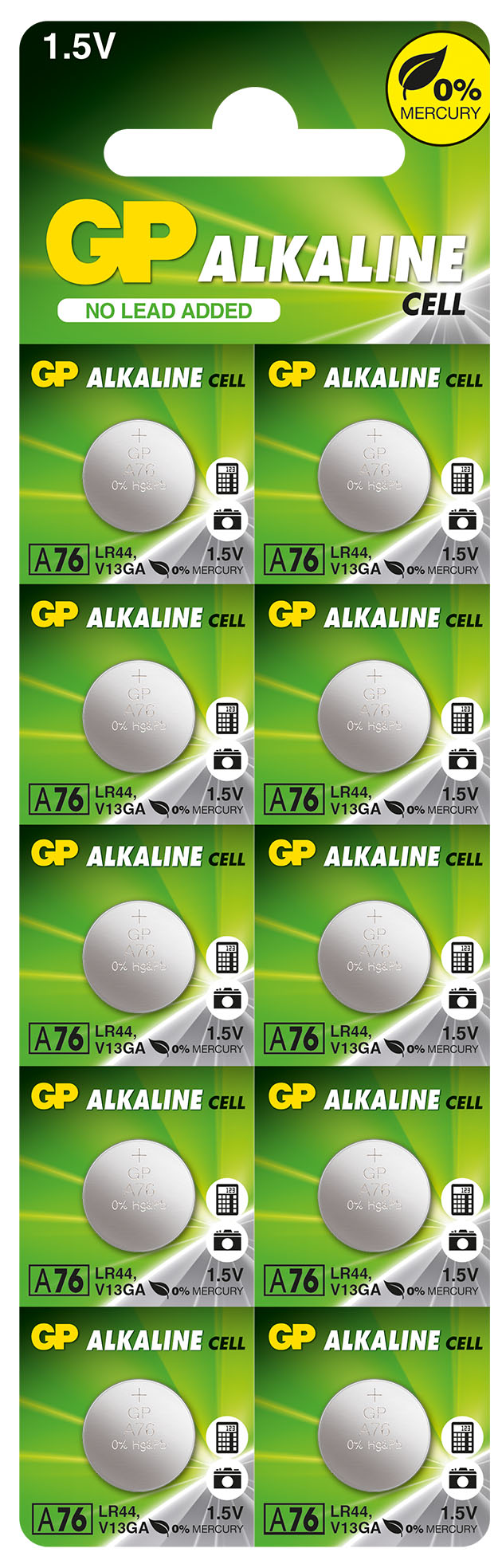 GP%20GPA76-2C10%20LR44%20Alkalin%20Düğme%20Pil%2010’lu%20Paket 