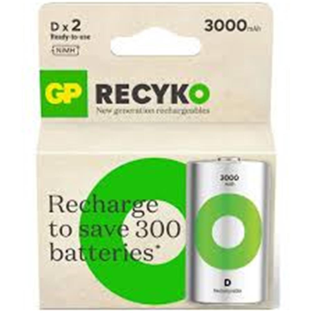 Gp%203000%20mAh%20Büyük%20Boy%20Şarjlı%20Pil%202%20li%20%20Paket%20D%20Boy%20GP300DHCR21-2TLB2