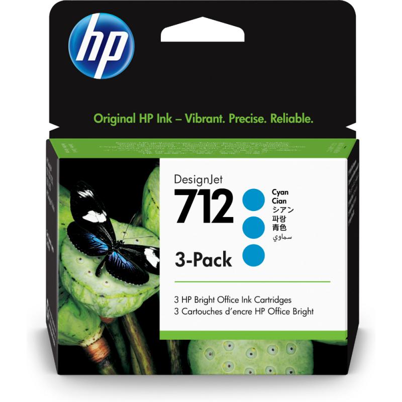 HP%20712%20Cyan%20Mavi%2029ML%203Lü%20Paket%20Plotter%20Kartuşu%203ED77A