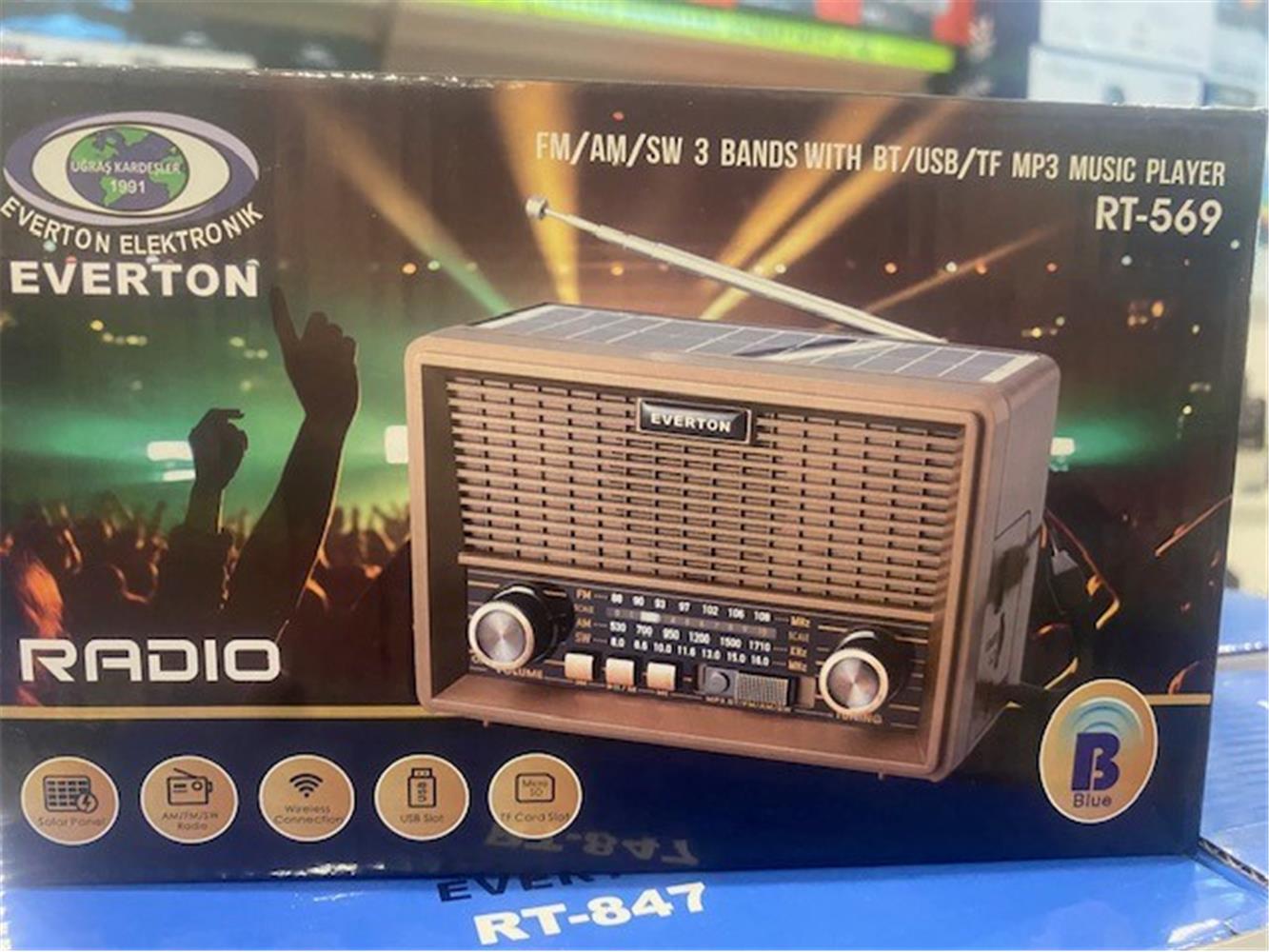 Everton%20Rt-569%20%20Bluetooth%20Fm-Usb-Tf-Aux%20Güneş%20Enerjili%20Şarjlı%20Nostaljik%20Radyo