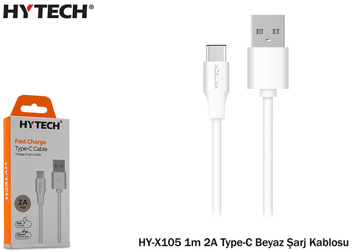 Hytech%20HY-X105%201m%202A%20Type-C%20Beyaz%20Şarj%20Kablosu