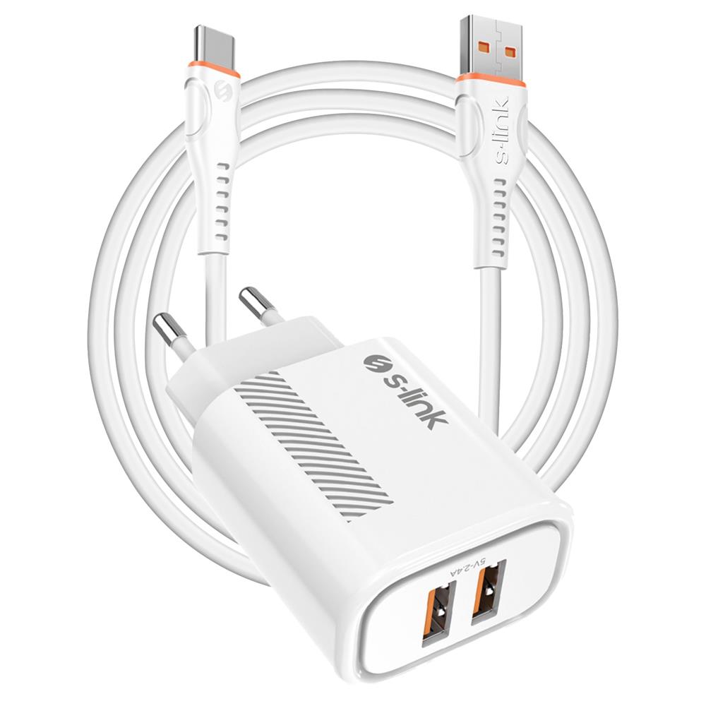 S-link%20SL-EC50%20(SL-EC50T)%205V%202400MA%20Type-C%20Kablolu%202%20USB%20Çıkışlı%20Beyaz%20Ev%20Şarj%20Adaptörü