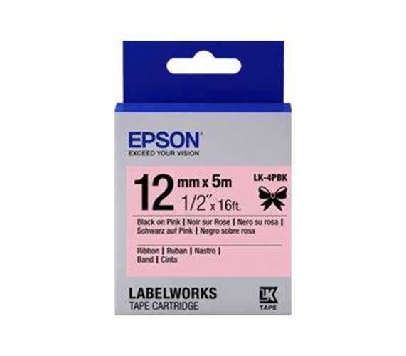 Epson%20LK-4PBK%20PEMBE%20Üzeri%20SİYAH%2012MM%205Metre%20Etiket