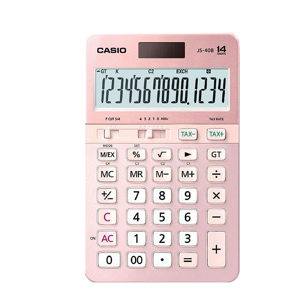 Casio%20JS-40B-PK%20Pembe%20Profesyonel%2014%20Hane%20Masa%20Üstü%20Hesap%20Makinesi