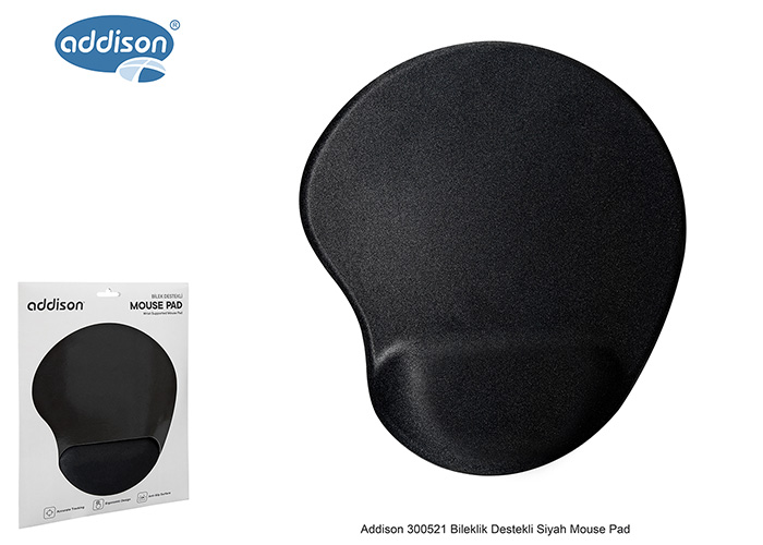 Addison%20300521%20Bileklik%20Destekli%20Siyah%20Mouse%20Pad