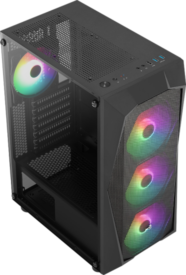 Aerocool AE-FLC-600W 4x120mm FRGB USB 3.0 Micro ATX-Mini ITX Siyah Kasa