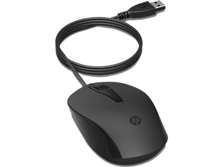 HP 150 240J6AA Siyah Kablolu Optik Kablolu Mouse 1600 DPI Optik Sensörlü