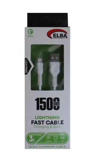 Elba Elb38-L1 1,5Mt  iPhone Lightning Beyaz 3A Hızlı Şarj Kablosu