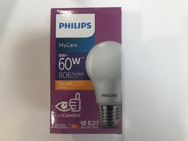 Philips Ledbulb 8w-60w 2700k 806Lumen Led Sarı Işık E27